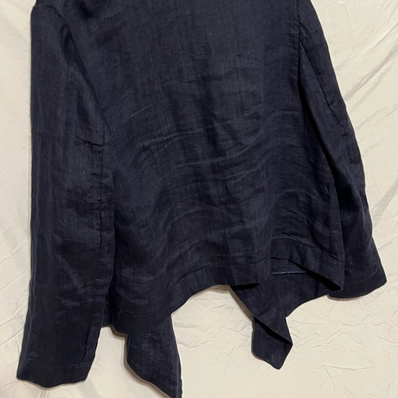 L 14/16 100% Linen Waterfall Open Front Deep Blue Coldwater Creek Top - Picture 11 of 11